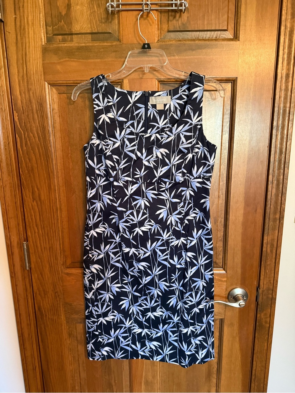 Liz Claiborne Navy and White Sleeveless Midi Dress